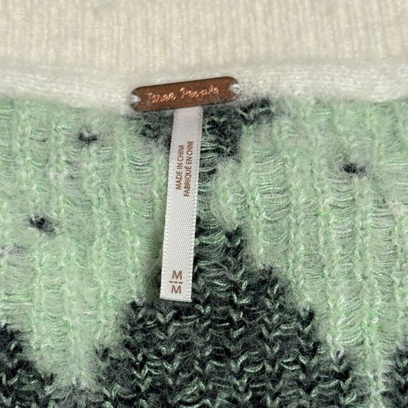 Free People Through the Motions Argyle Short Sleeve Sweater Size Medium - Picture 5 of 6